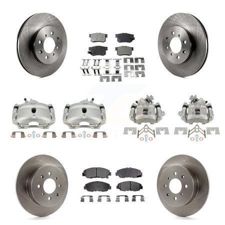 Front Rear Disc Brake Caliper Rotors And Semi-Metallic Pads Kit (10Pc) For Honda Civic KC8-101239P