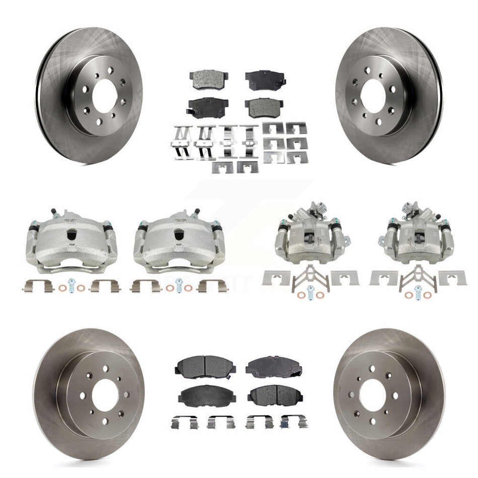 Front Rear Disc Brake Caliper Rotors And Semi-Metallic Pads Kit (10Pc) For Honda Civic KC8-101239P
