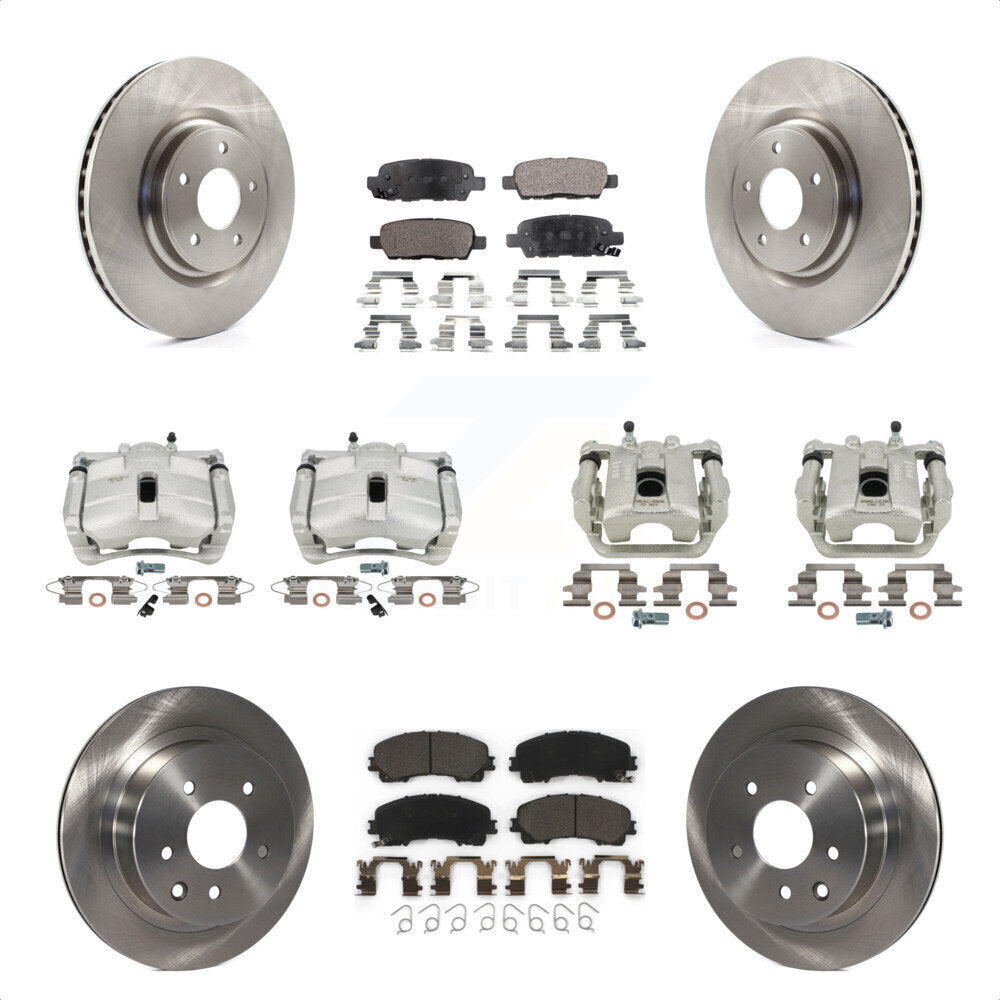 Front Rear Disc Brake Caliper Rotors And Ceramic Pads Kit (10Pc) For 2014-2015 Nissan Rogue SL With 3rd Row Seating KC8-101239T by Transit Auto