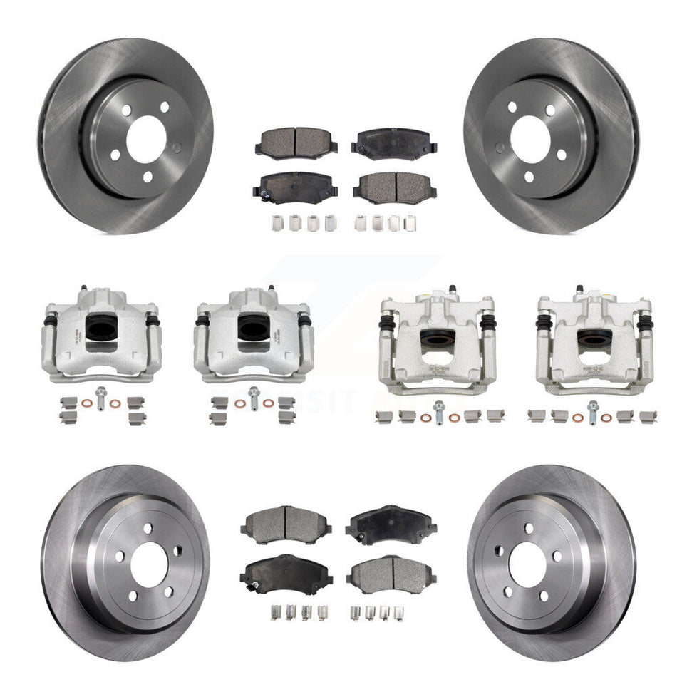 Front Rear Disc Brake Caliper Rotors And Semi-Metallic Pads Kit (10Pc) For Dodge Nitro KC8-101240P