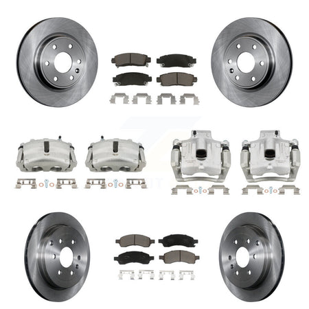 Front Rear Disc Brake Caliper Rotors Ceramic Pad Kit (10Pc) For GMC Acadia Buick Enclave KC8-101242C