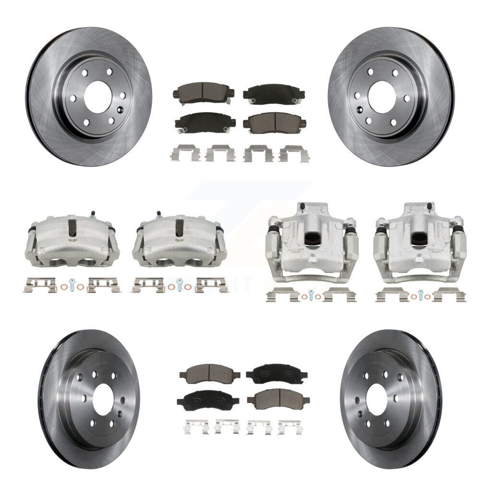 Front Rear Disc Brake Caliper Rotors Ceramic Pad Kit (10Pc) For GMC Acadia Buick Enclave KC8-101242C