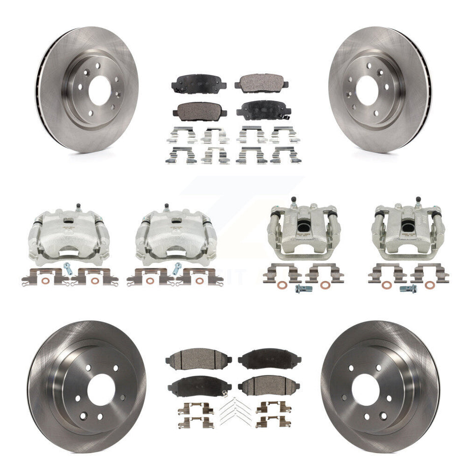 Front Rear Disc Brake Caliper Rotors And Ceramic Pads Kit (10Pc) For 2015 Nissan LEAF Vehicles Manufactured In Japan KC8-101242T