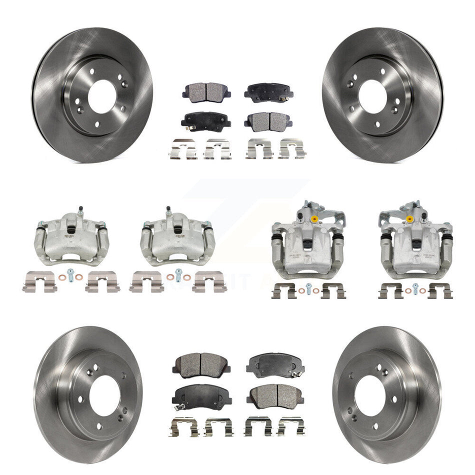 Front Rear Brake Caliper Rotor & Semi-Metallic Pad Kit (10Pc) For Hyundai Elantra GT Kia KC8-101243P