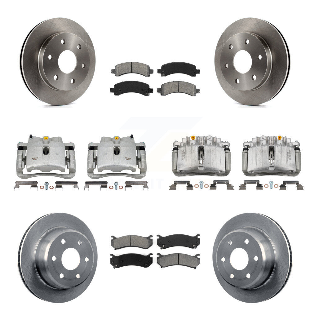 Front Rear Brake Caliper Rotor & Semi-Metallic Pad Kit (10Pc) For GMC Yukon Chevrolet XL KC8-101243S