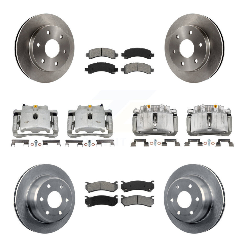 Front Rear Brake Caliper Rotor & Semi-Metallic Pad Kit (10Pc) For GMC Yukon Chevrolet XL KC8-101243S