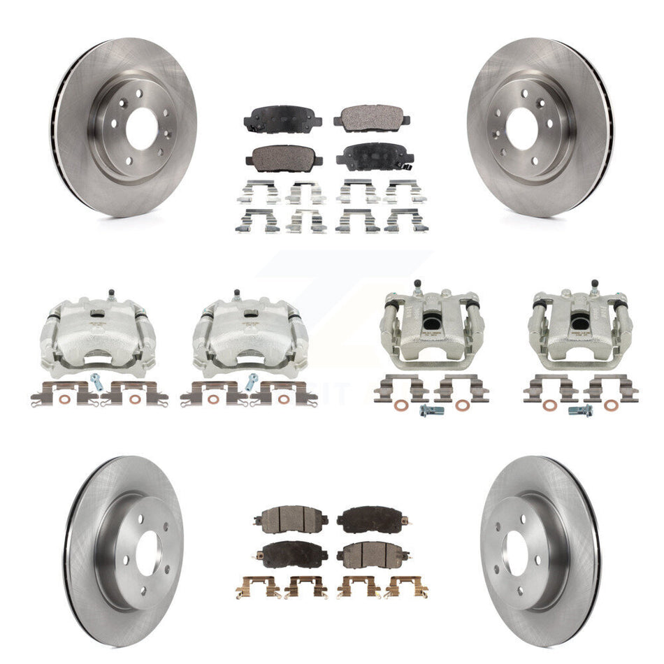 Front Rear Disc Brake Caliper Rotors And Ceramic Pads Kit (10Pc) For 2017 Nissan LEAF With Electric Parking KC8-101243T