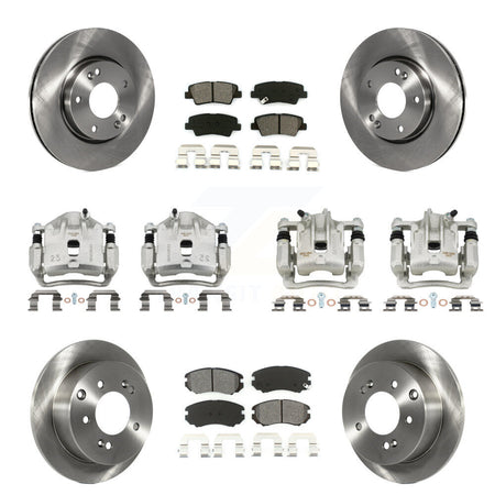 Front Rear Disc Brake Caliper Rotors Semi-Metallic Pad Kit (10Pc) For 2012-2013 Kia Soul KC8-101244S