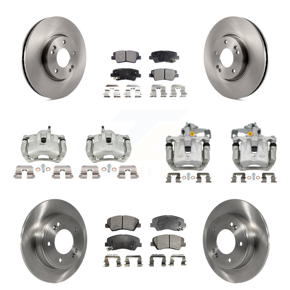 Front Rear Brake Caliper Rotor And Semi-Metallic Pad Kit (10Pc) For 2014 Kia Forte Sedan KC8-101245P
