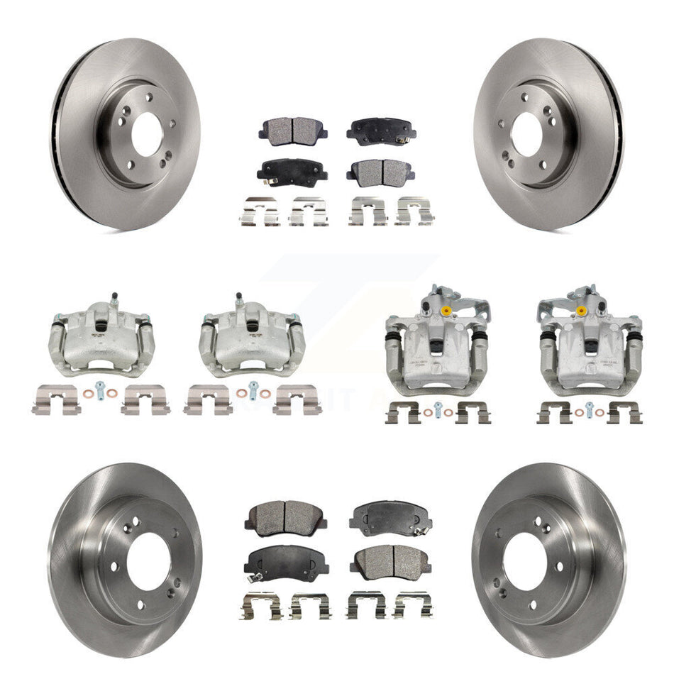Front Rear Brake Caliper Rotor And Semi-Metallic Pad Kit (10Pc) For 2014 Kia Forte Sedan KC8-101245P