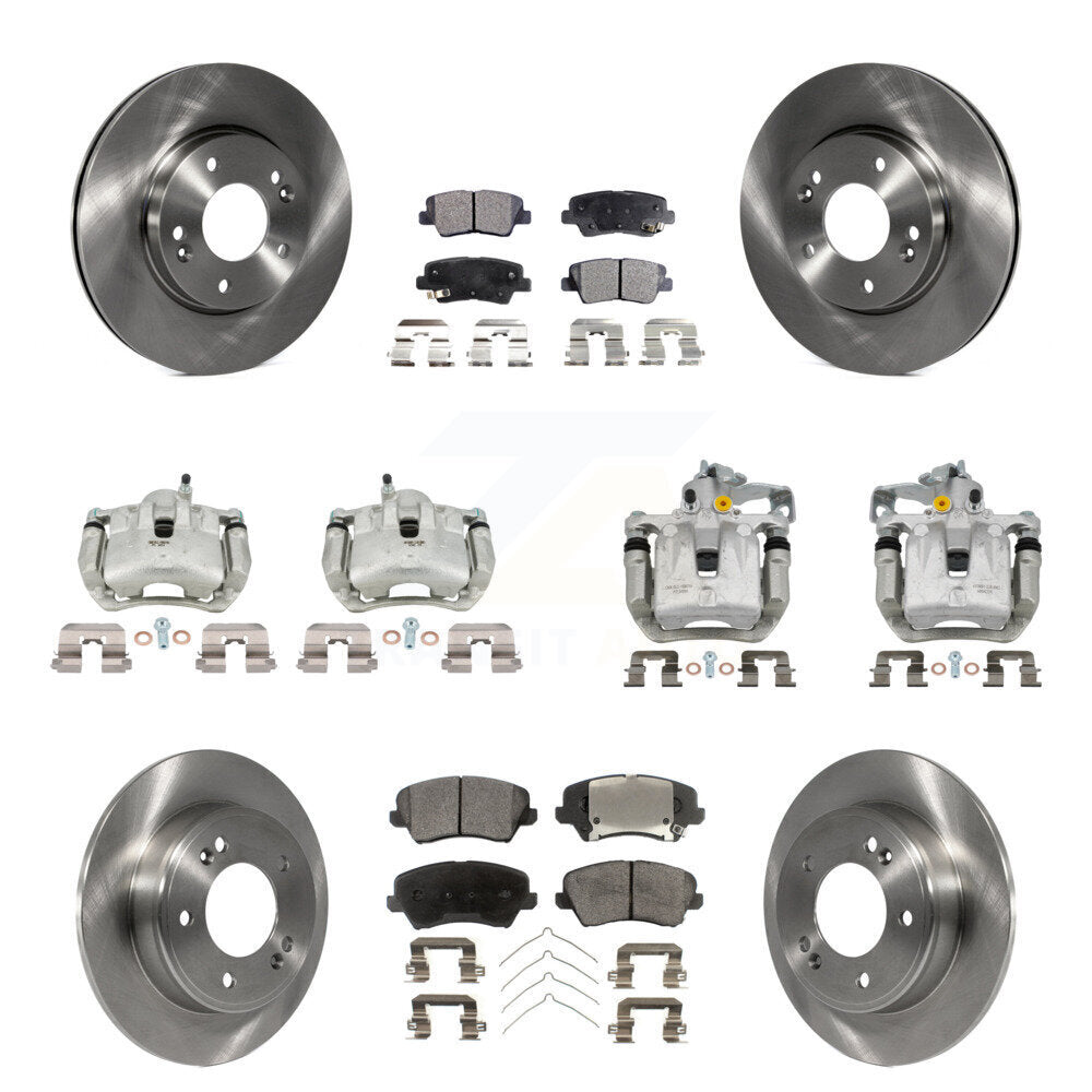 Front Rear Brake Caliper Rotor & Semi-Metallic Pad Kit (10Pc) For Hyundai Elantra GT Kia KC8-101246P