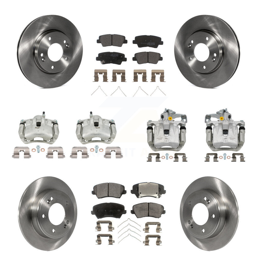 Front Rear Brake Caliper Rotor Semi-Metallic Pad Kit (10Pc) For Kia Forte Hyundai Forte5 KC8-101247P