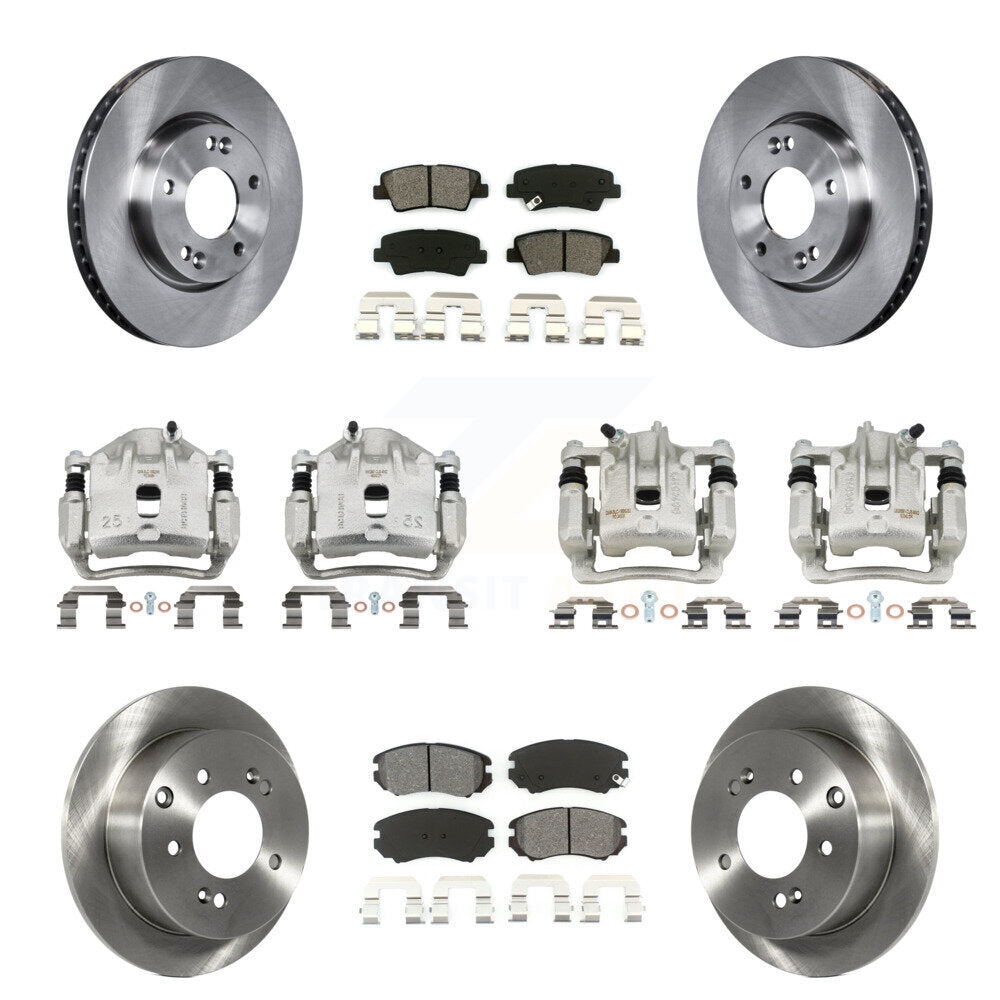 Front Rear Brake Caliper Rotors Semi-Metallic Pad Kit (10Pc) For 2010-2011 Kia Soul 2.0L KC8-101248S