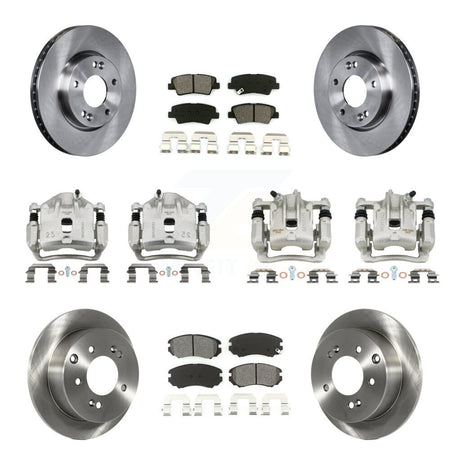 Front Rear Brake Caliper Rotors Semi-Metallic Pad Kit (10Pc) For 2010-2011 Kia Soul 2.0L KC8-101248S