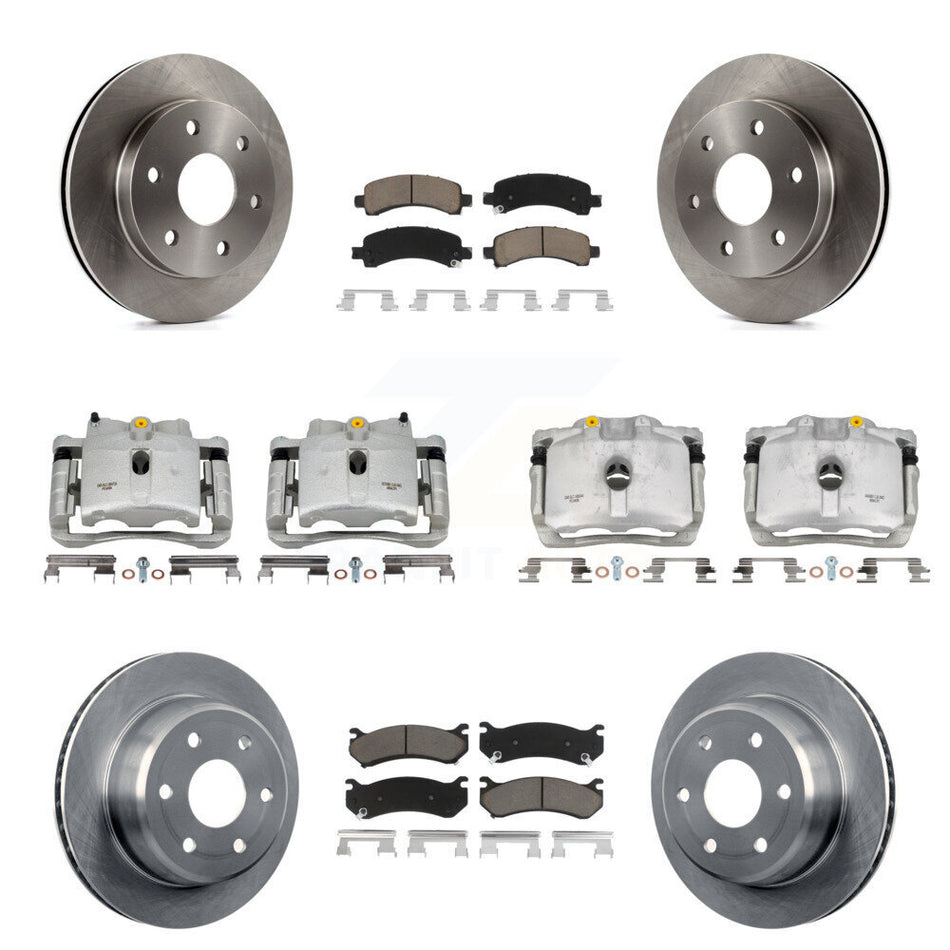 Front Rear Brake Caliper Rotor & Ceramic Pad Kit (10Pc) For Chevrolet Avalanche 1500 GMC KC8-101253C