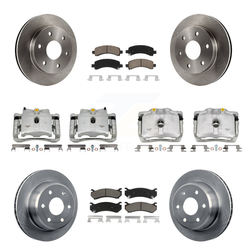 Front Rear Brake Caliper Rotor & Ceramic Pad Kit (10Pc) For Chevrolet Avalanche 1500 GMC KC8-101253C