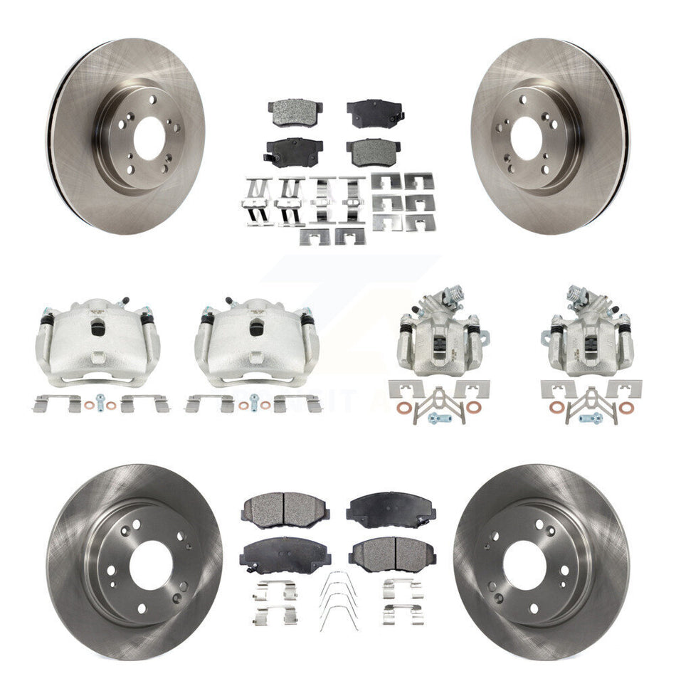 Front Rear Brake Caliper Rotors & Semi-Metallic Pad Kit (10Pc) For Honda Civic Acura ILX KC8-101256P