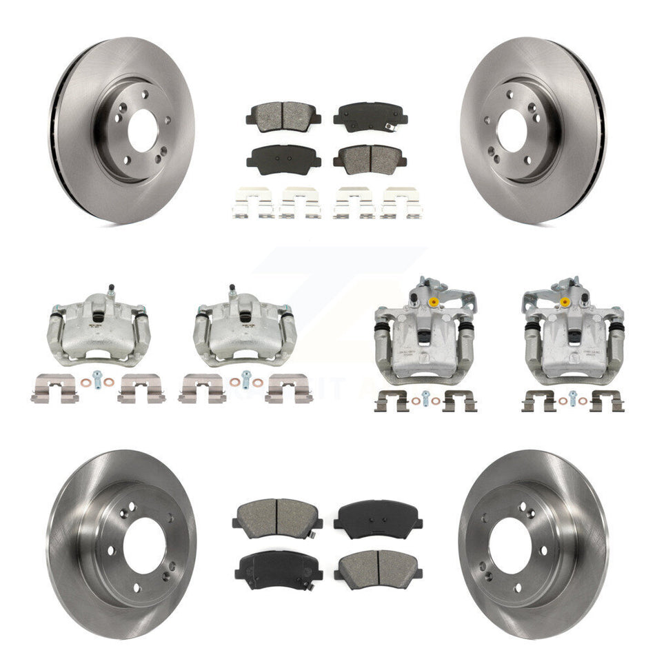 Front Rear Brake Caliper Rotor And Semi-Metallic Pad Kit (10Pc) For 2014 Kia Forte Sedan KC8-101256S