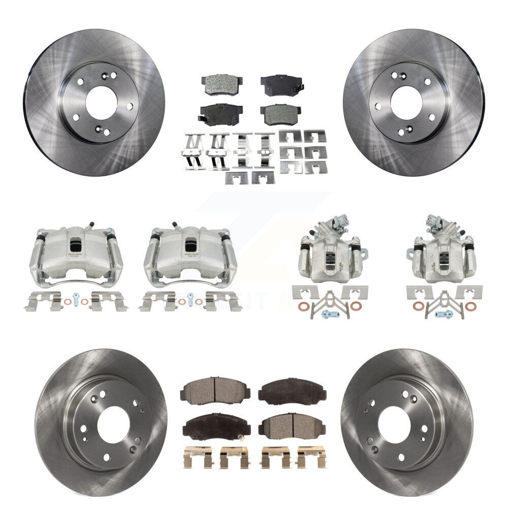 Front Rear Disc Brake Caliper Rotors And Semi-Metallic Pads Kit (10Pc) For Acura CSX KC8-101257P