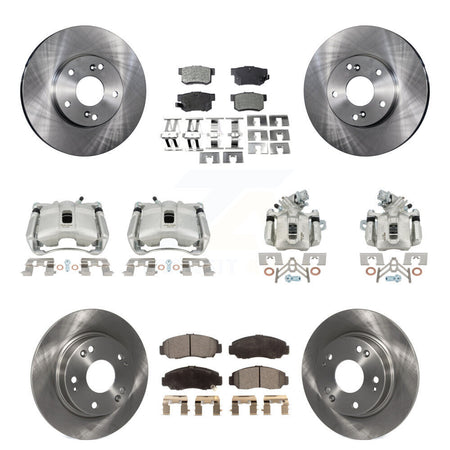 Front Rear Disc Brake Caliper Rotors And Semi-Metallic Pads Kit (10Pc) For Acura CSX KC8-101257P