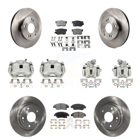 Front Rear Brake Caliper Rotor Semi-Metallic Pad Kit (10Pc) For 2013-2015 Acura ILX 1.5L KC8-101258P
