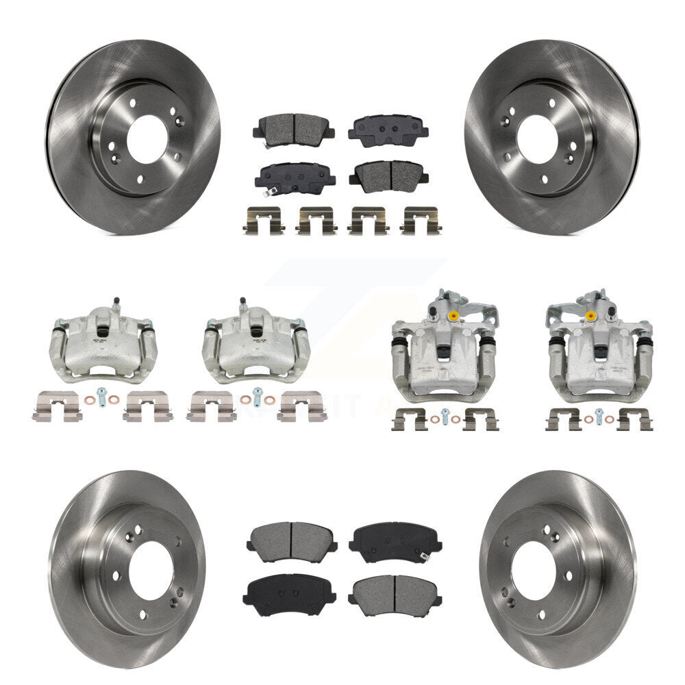 Front Rear Brake Caliper Rotor Semi-Metallic Pad Kit (10Pc) For Kia Forte Hyundai Forte5 KC8-101258S
