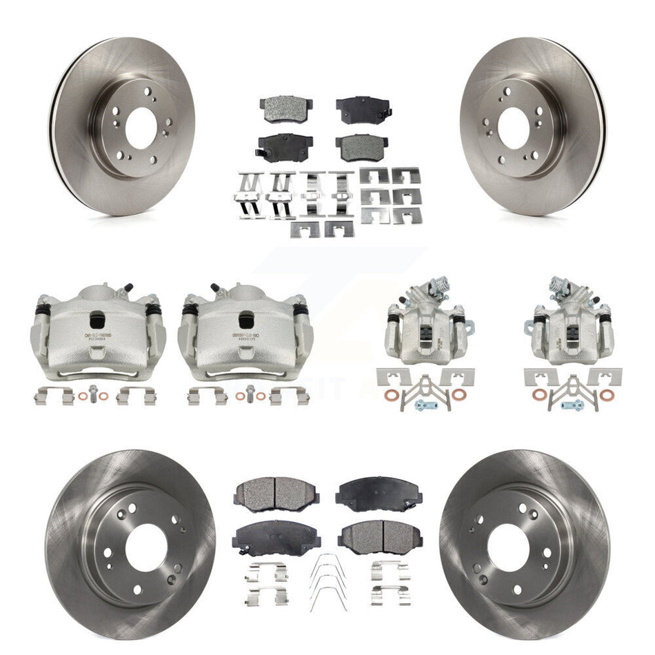 Front Rear Disc Brake Caliper Rotor Semi-Metallic Pad Kit (10Pc) For 2013 Acura ILX 2.0L KC8-101259P