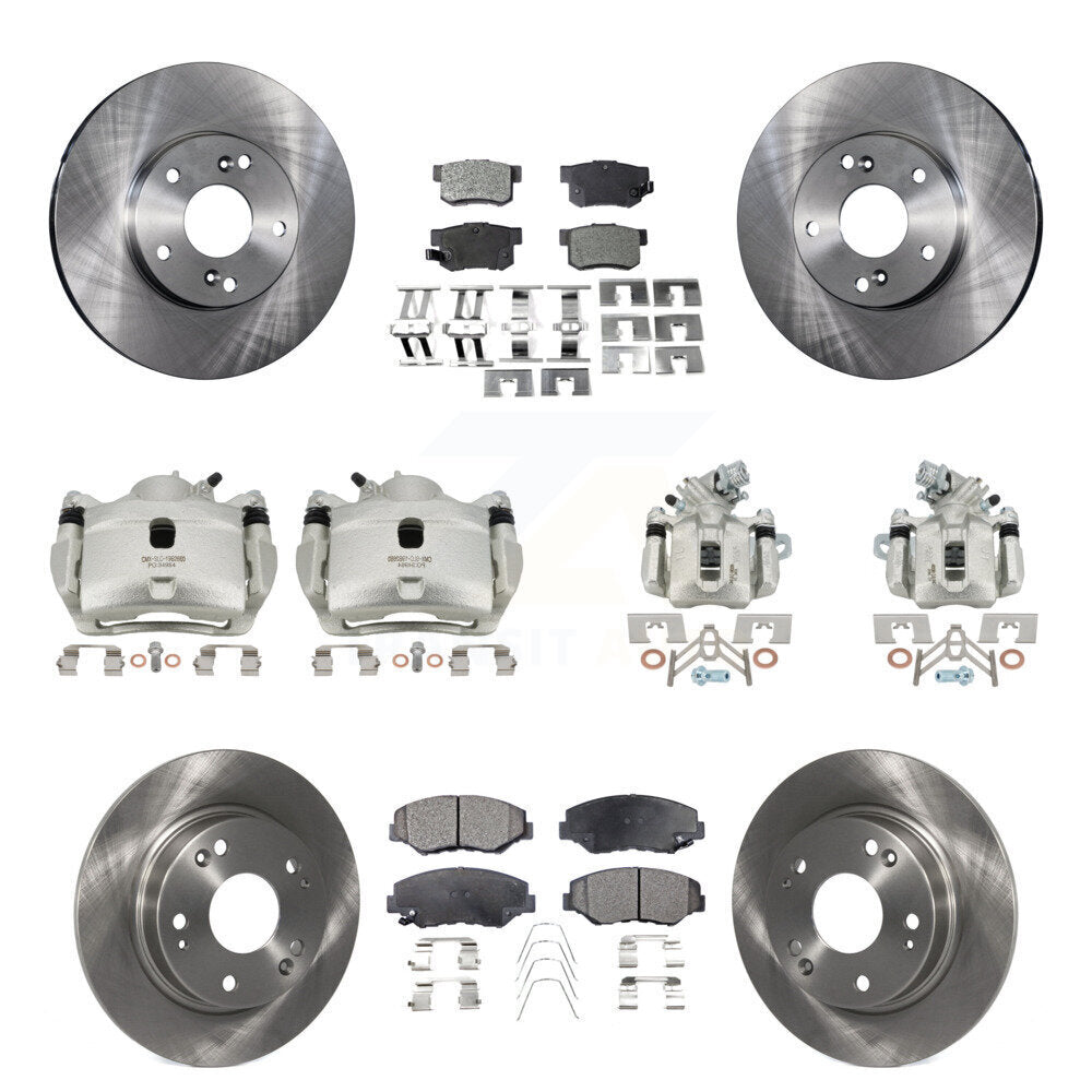 Front Rear Brake Caliper Rotors & Semi-Metallic Pad Kit (10Pc) For Honda Civic Acura ILX KC8-101260P