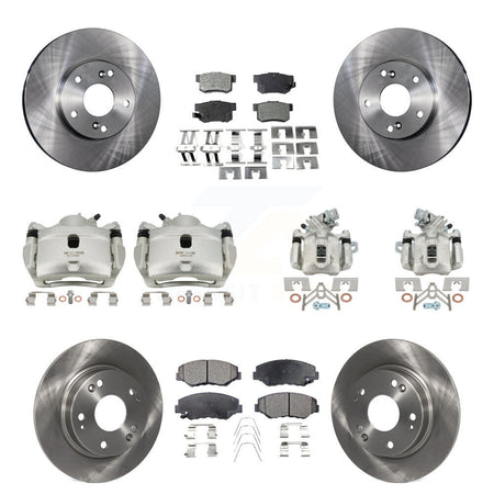 Front Rear Brake Caliper Rotors & Semi-Metallic Pad Kit (10Pc) For Honda Civic Acura ILX KC8-101260P