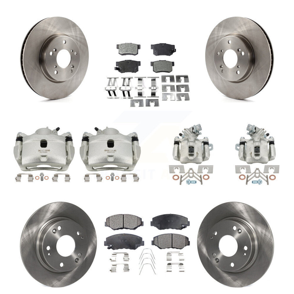 Front Rear Disc Brake Caliper Rotors And Semi-Metallic Pads Kit (10Pc) For Honda Civic KC8-101261P