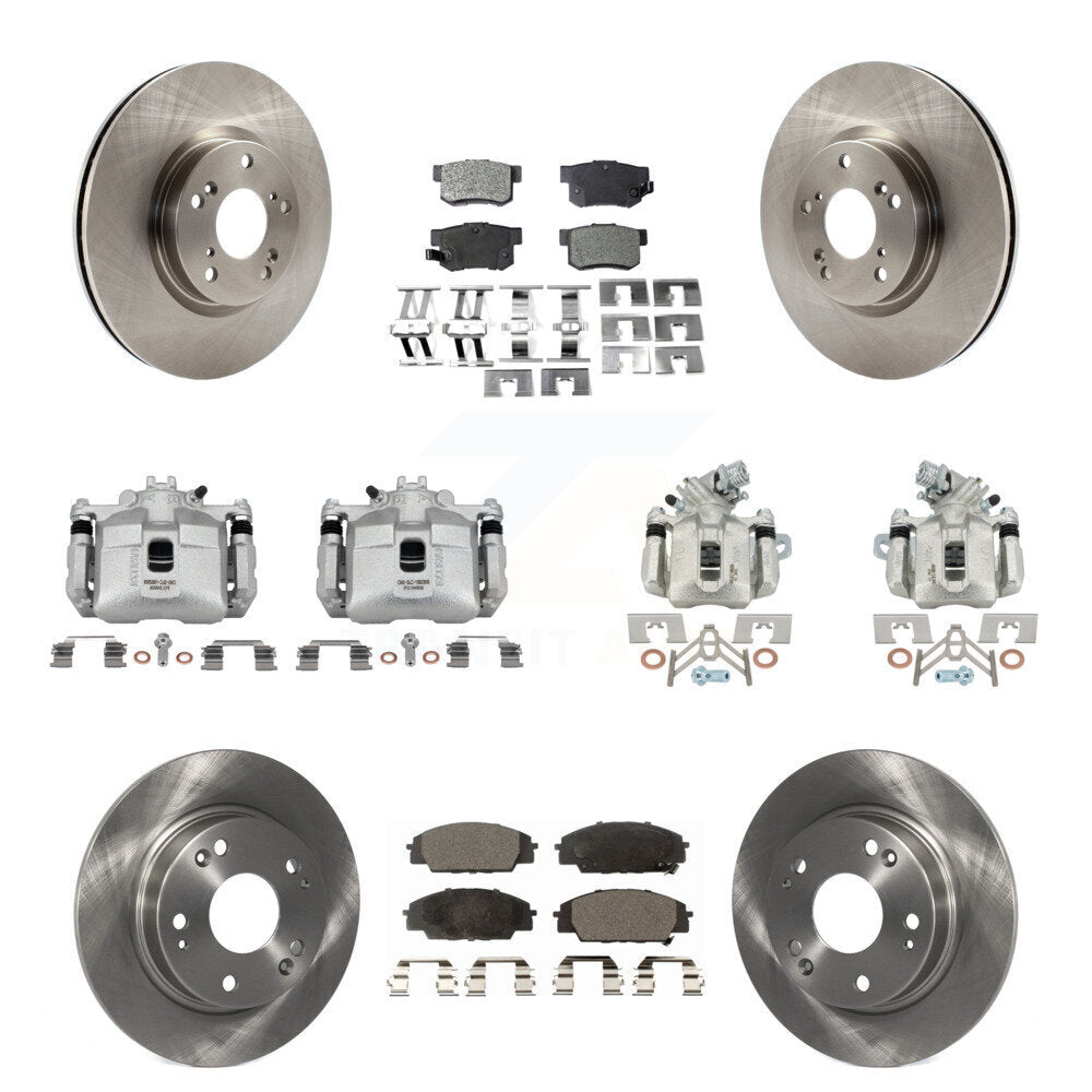 Front Rear Brake Caliper Rotor Semi-Metallic Pad Kit (10Pc) For Honda Civic Si with 2.0L KC8-101262P