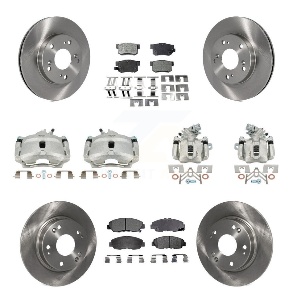Front Rear Disc Brake Caliper Rotors And Semi-Metallic Pads Kit (10Pc) For Honda Civic KC8-101263P