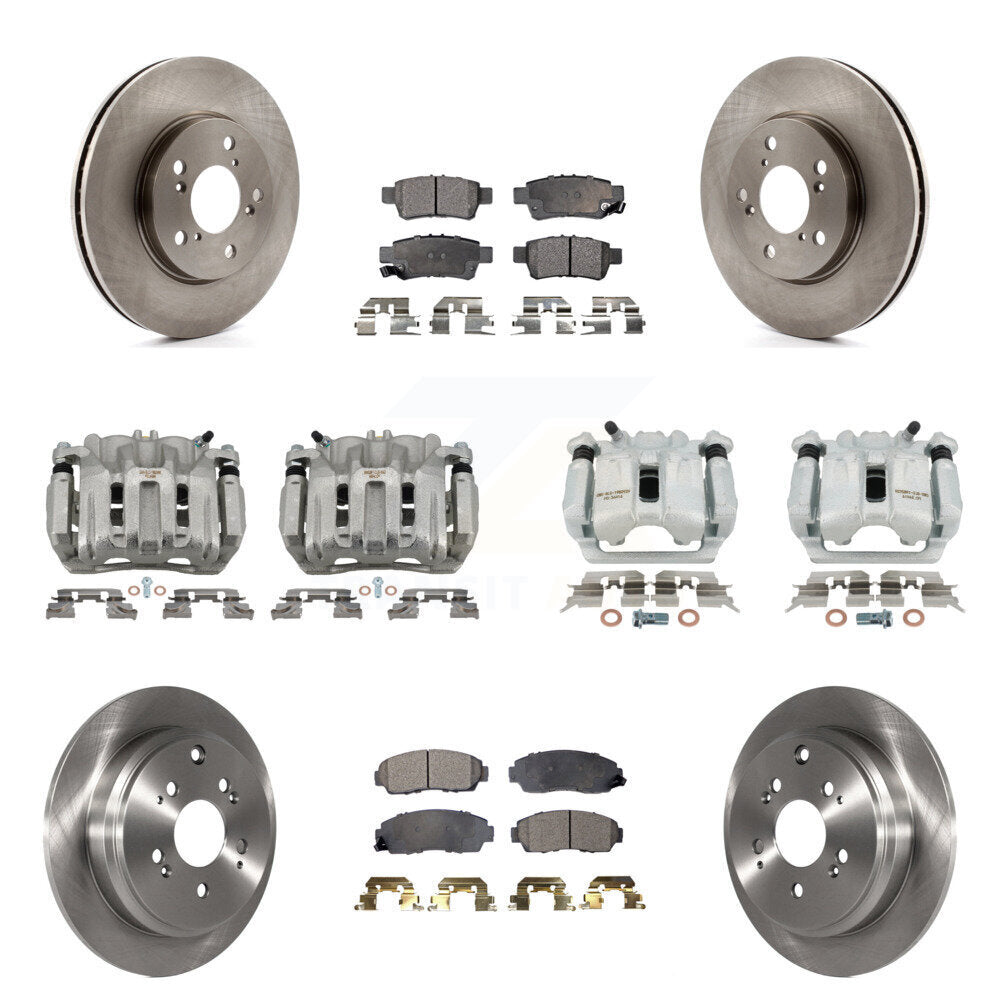 Front Rear Disc Brake Caliper Rotor & Ceramic Pad Kit (10Pc) For 2005-2010 Honda Odyssey KC8-101263T