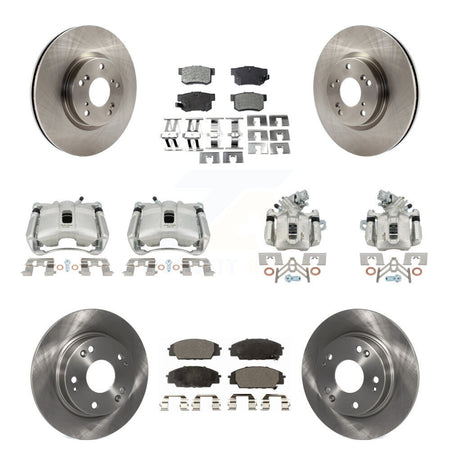 Front Rear Brake Caliper Rotor & Semi-Metallic Pad Kit (10Pc) For 07-10 Acura CSX Type-S KC8-101264P