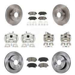 Front Rear Disc Brake Caliper Rotors And Semi-Metallic Pads Kit (10Pc) For Kia Rio KC8-101264S