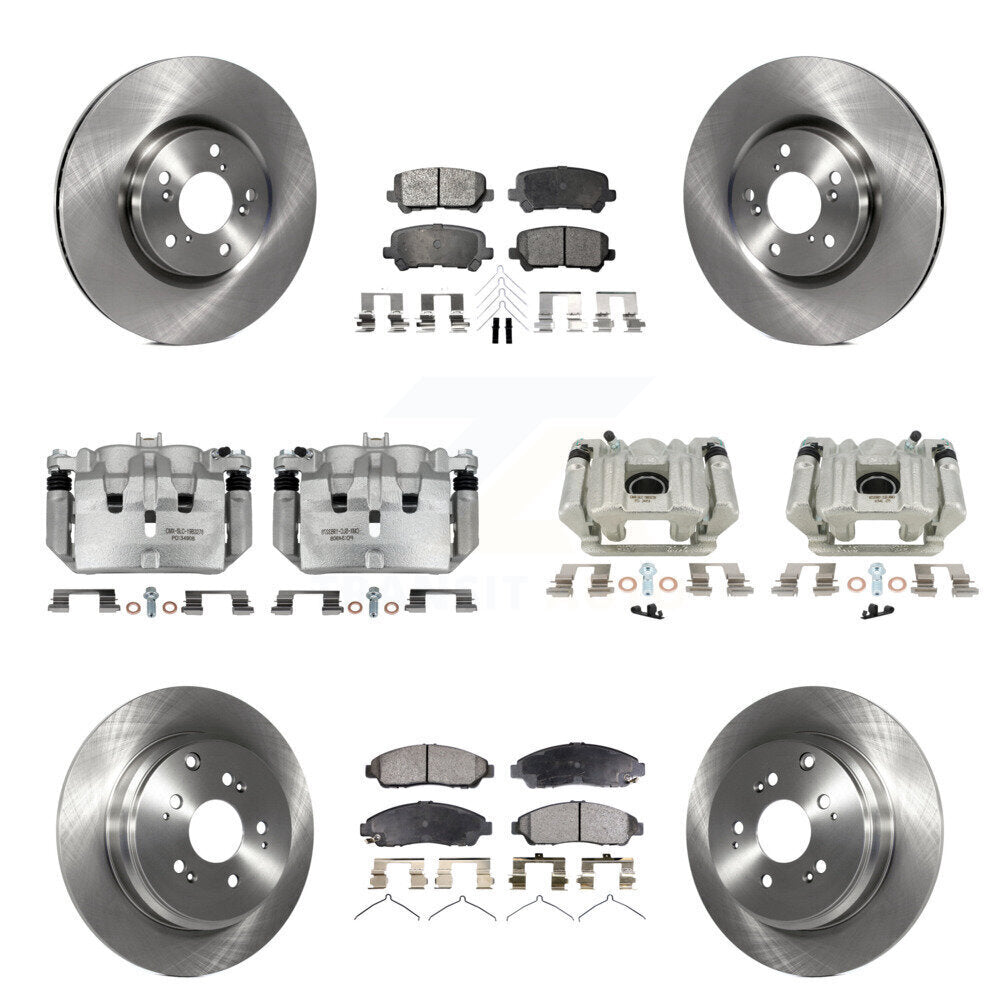 Front Rear Disc Brake Caliper Rotors And Semi-Metallic Pads Kit (10Pc) For Acura MDX ZDX KC8-101265P