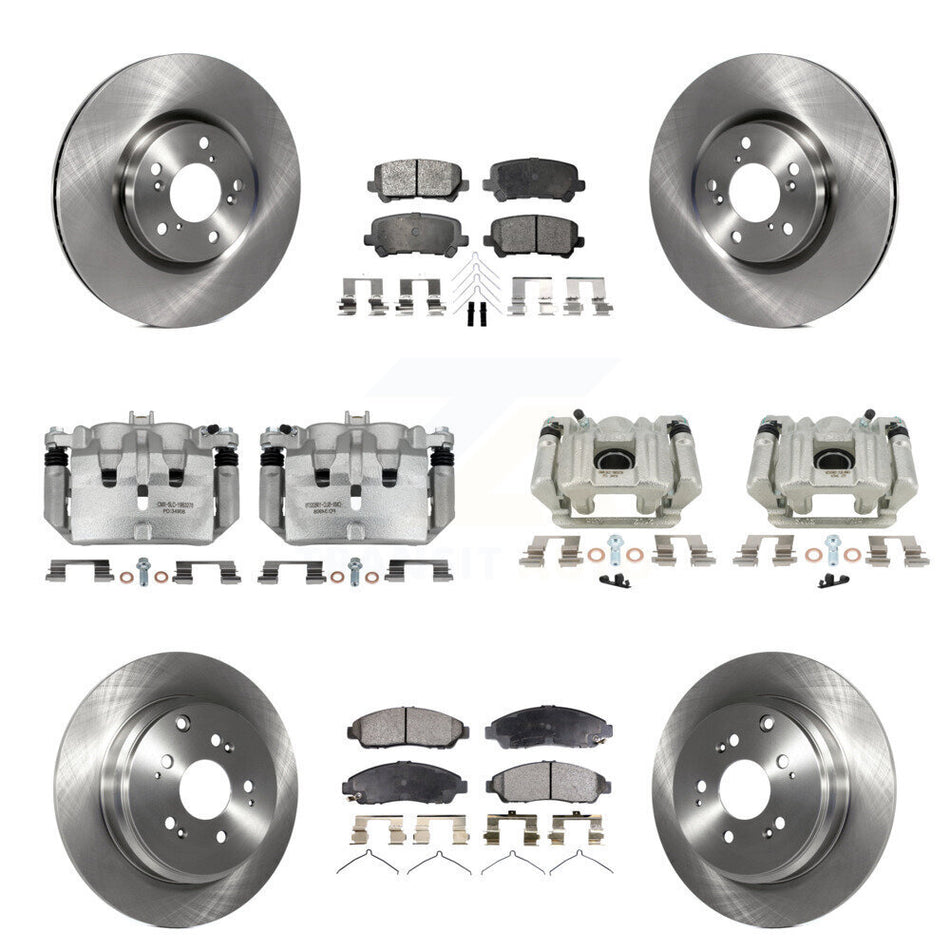 Front Rear Disc Brake Caliper Rotors And Semi-Metallic Pads Kit (10Pc) For Acura MDX ZDX KC8-101265P