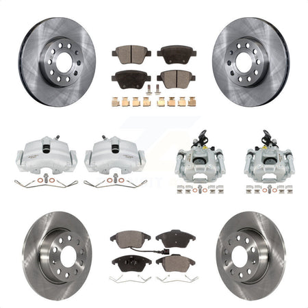 Front Rear Disc Brake Caliper Rotors And Semi-Metallic Pads Kit (10Pc) For 2012 Volkswagen Beetle 2.5L with Naturally Aspirated With 288mm Diameter Rotor KC8-101267P by Transit Auto