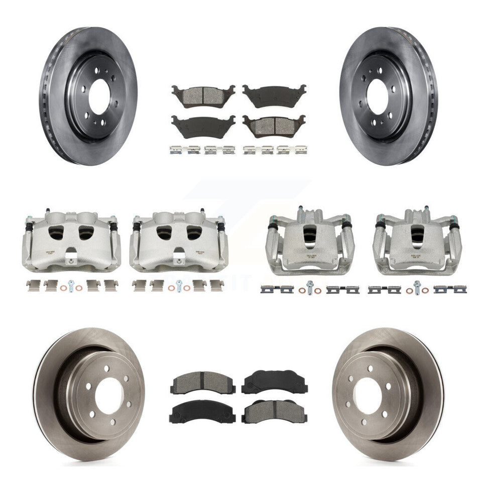 Front Rear Disc Brake Caliper Rotors And Semi-Metallic Pads Kit (10Pc) For Ford F-150 KC8-101268S