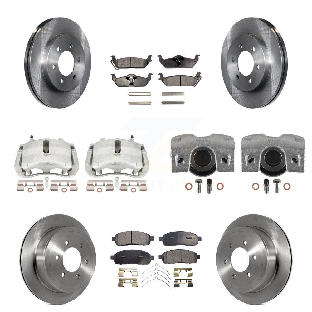 Front Rear Disc Brake Caliper Rotors And Semi-Metallic Pads Kit (10Pc) For Ford F-150 Lincoln Mark LT 4WD KC8-101269P by Transit Auto