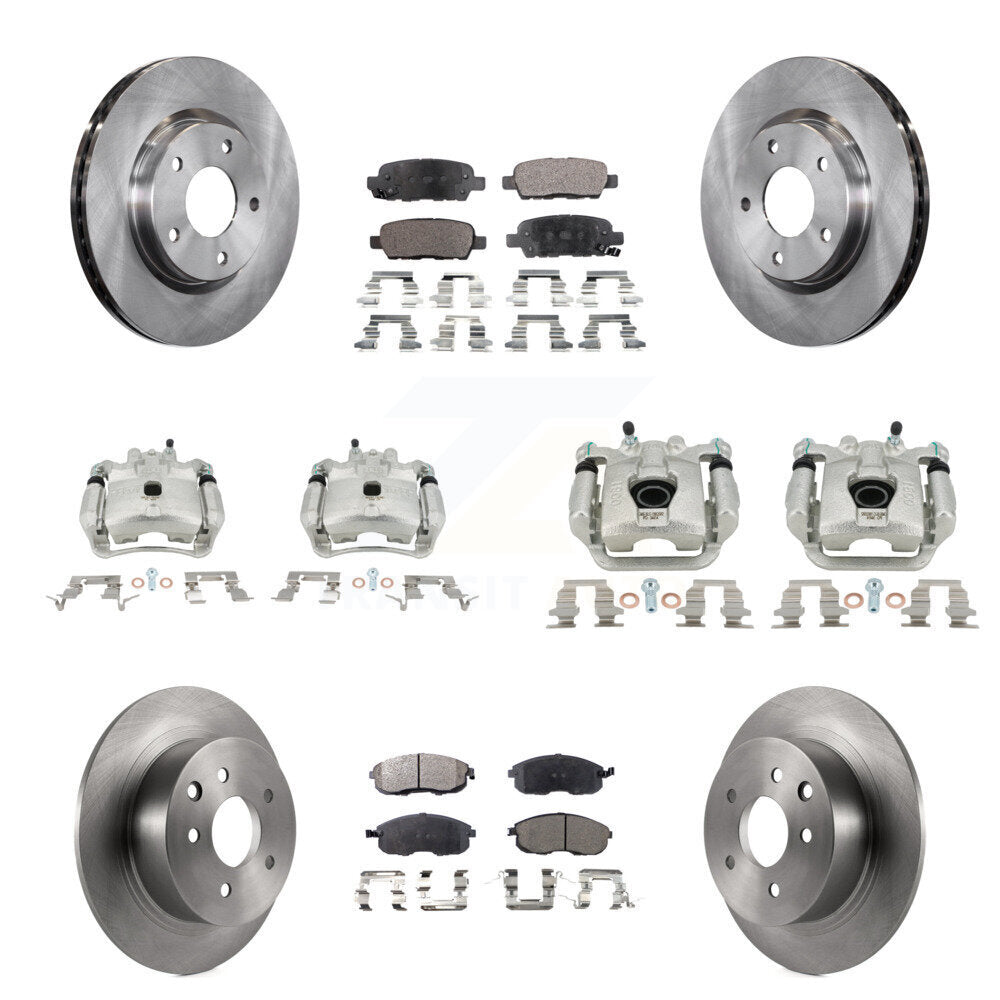 Front Rear Disc Brake Caliper Rotors And Ceramic Pads Kit (10Pc) For Nissan Sentra KC8-101269T