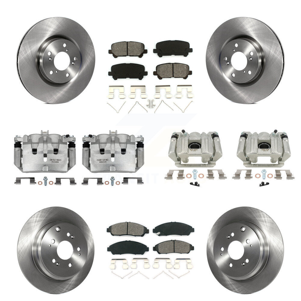 Front Rear Disc Brake Caliper Rotors And Semi-Metallic Pads Kit (10Pc) For Acura MDX ZDX KC8-101270S