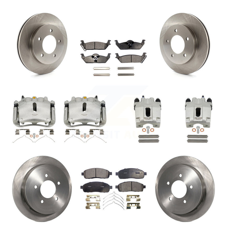Front Rear Disc Brake Caliper Rotors And Semi-Metallic Pads Kit (10Pc) For 2004 Ford F-150 4WD With 5 Lug Wheels 11th Digit Of Vin Is C KC8-101271P