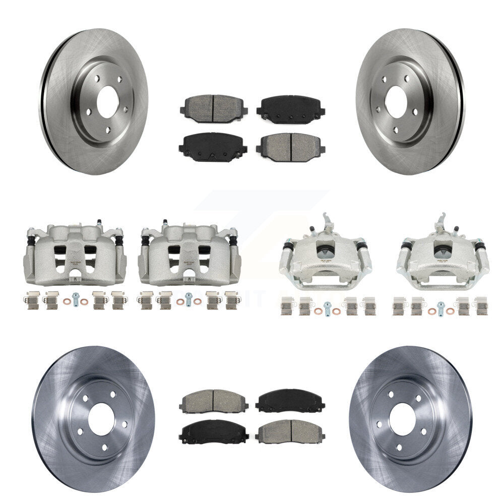 Front Rear Brake Caliper Rotors Semi-Metallic Pad Kit (10Pc) For 2014-2020 Dodge Journey KC8-101272S