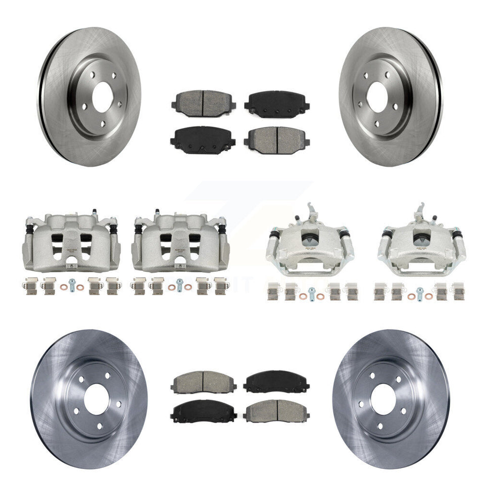 Front Rear Brake Caliper Rotors Semi-Metallic Pad Kit (10Pc) For 2014-2020 Dodge Journey KC8-101272S