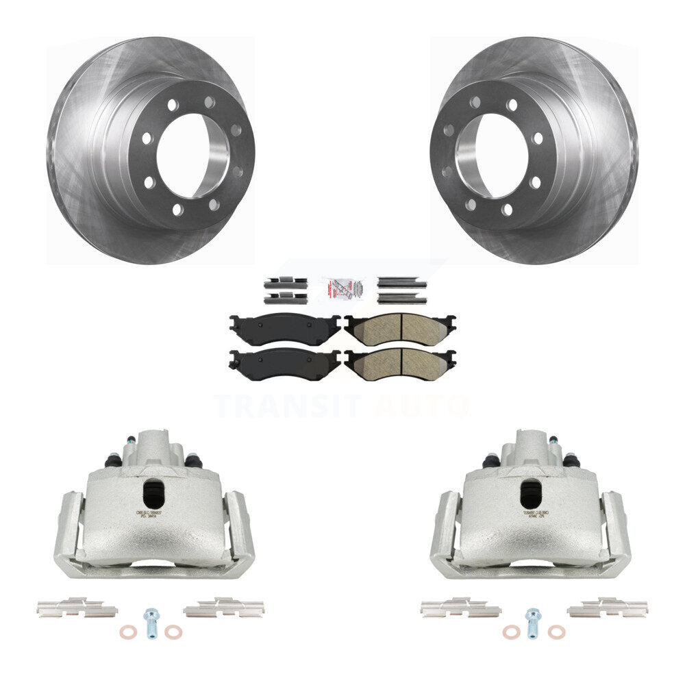 Rear Disc Brake Caliper Rotor Semi-Metallic Pad Kit For Dodge Ram 1500 With 8 Lug Wheels KC8-101273N