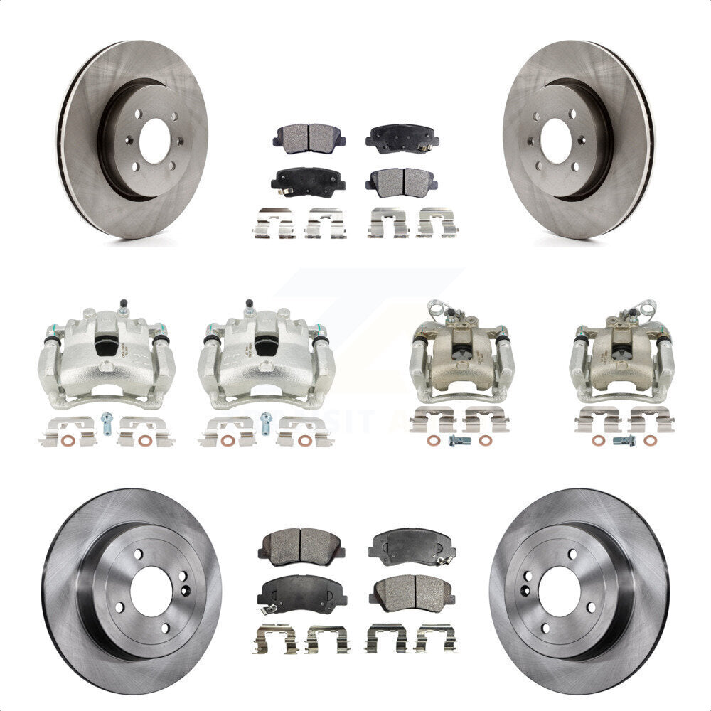 Front Rear Disc Brake Caliper Rotors And Ceramic Pads Kit (10Pc) For Kia Rio KC8-101273T by Transit Auto