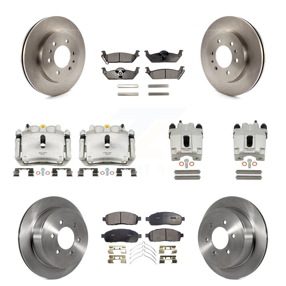 Front Rear Disc Brake Caliper Rotors And Semi-Metallic Pads Kit (10Pc) For Ford F-150 KC8-101274P
