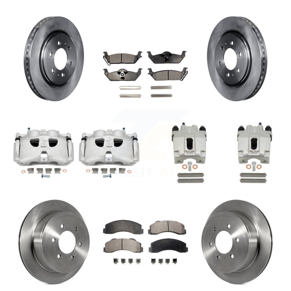 Front Rear Disc Brake Caliper Rotors And Semi-Metallic Pads Kit (10Pc) For 2010-2011 Ford F-150 With 6 Lug Wheels KC8-101276P