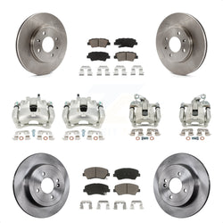 Front Rear Disc Brake Caliper Rotors And Ceramic Pads Kit (10Pc) For 2012-2016 Hyundai Accent KC8-101277C